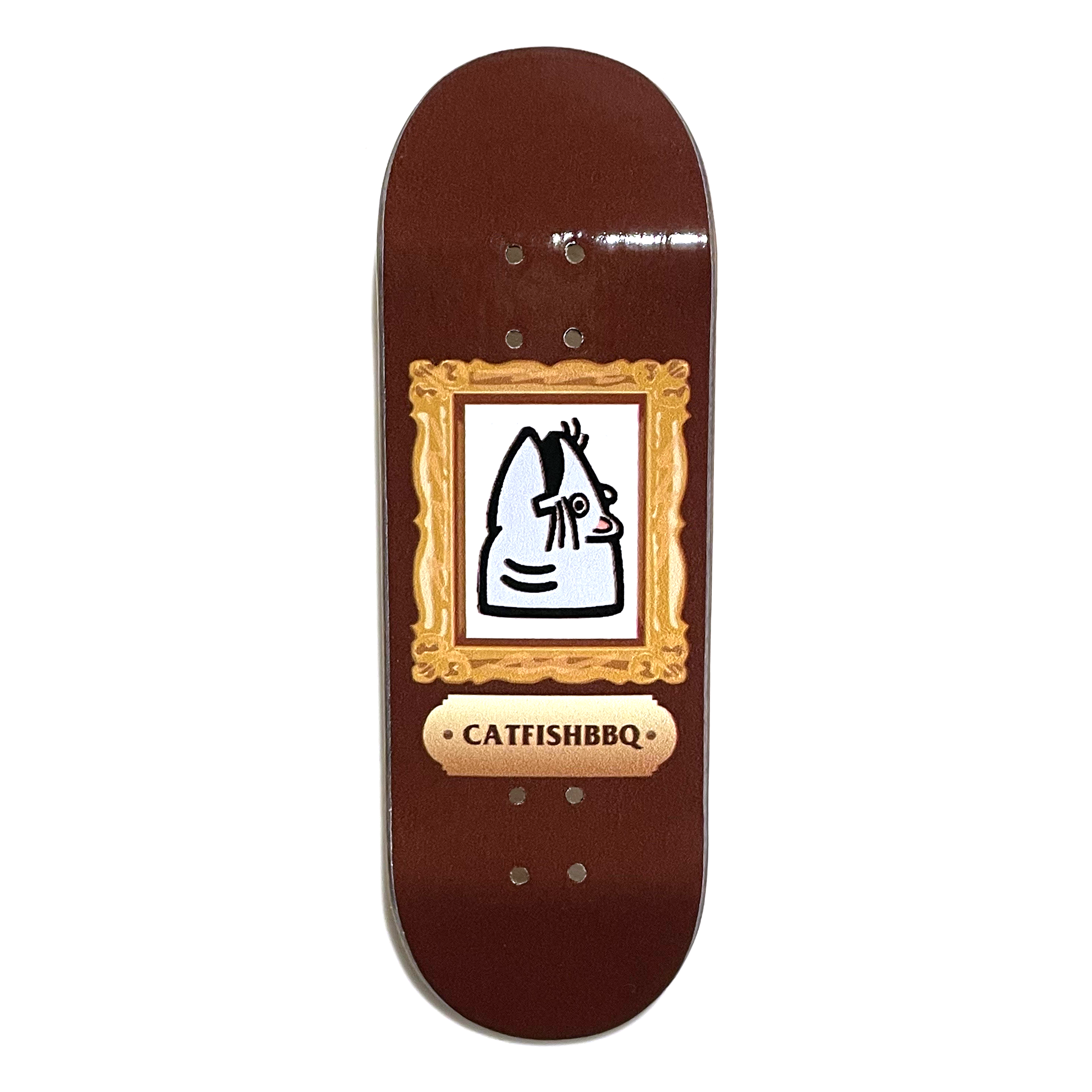 Catfish BBQ "Art Show" Fingerboard Deck (Brown) Fingerboard Decks Catfishbbq Fresh Water 31mm Slushcult