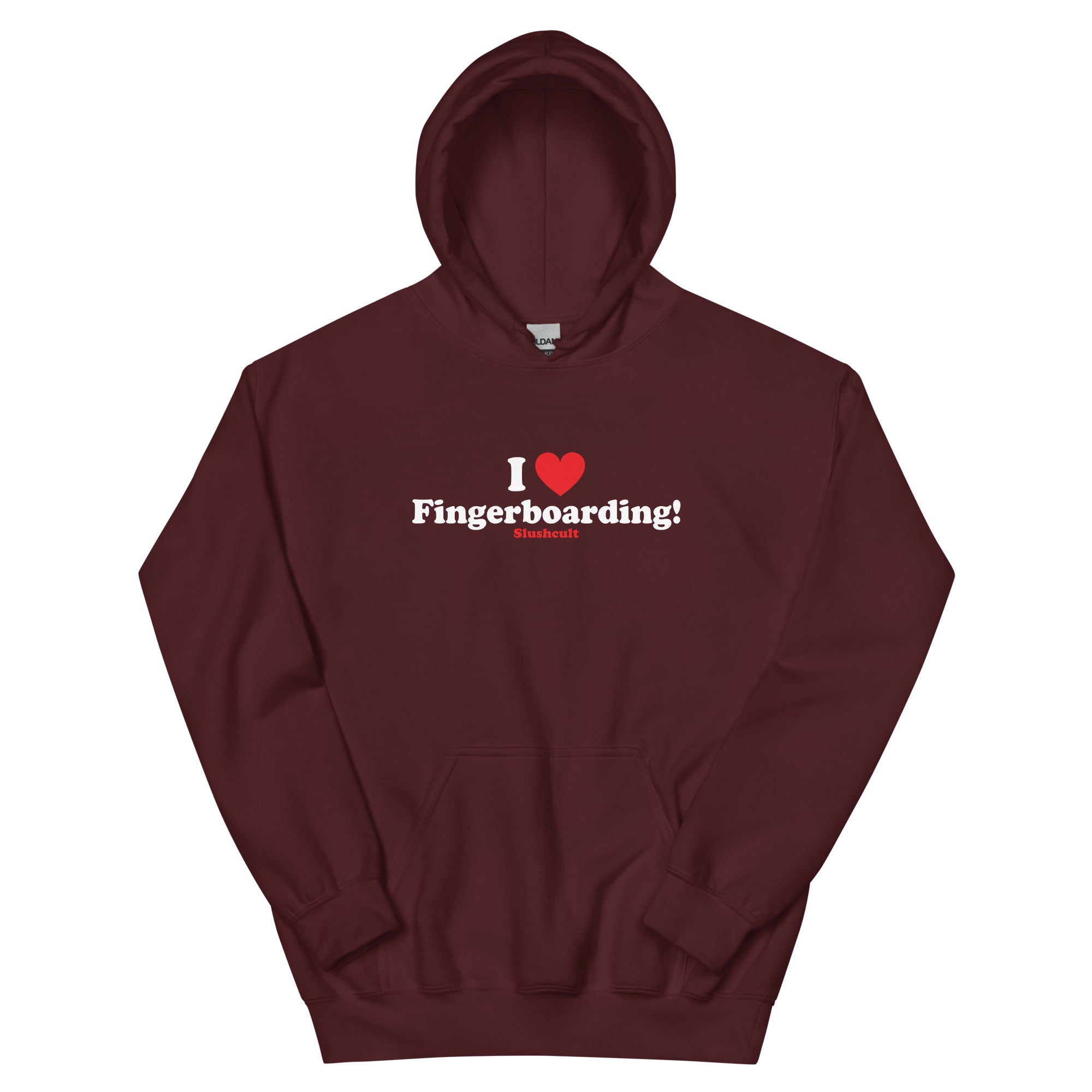 I HEART FINGERBOARDING HOODIE Hoodies Slushcult Maroon S Slushcult